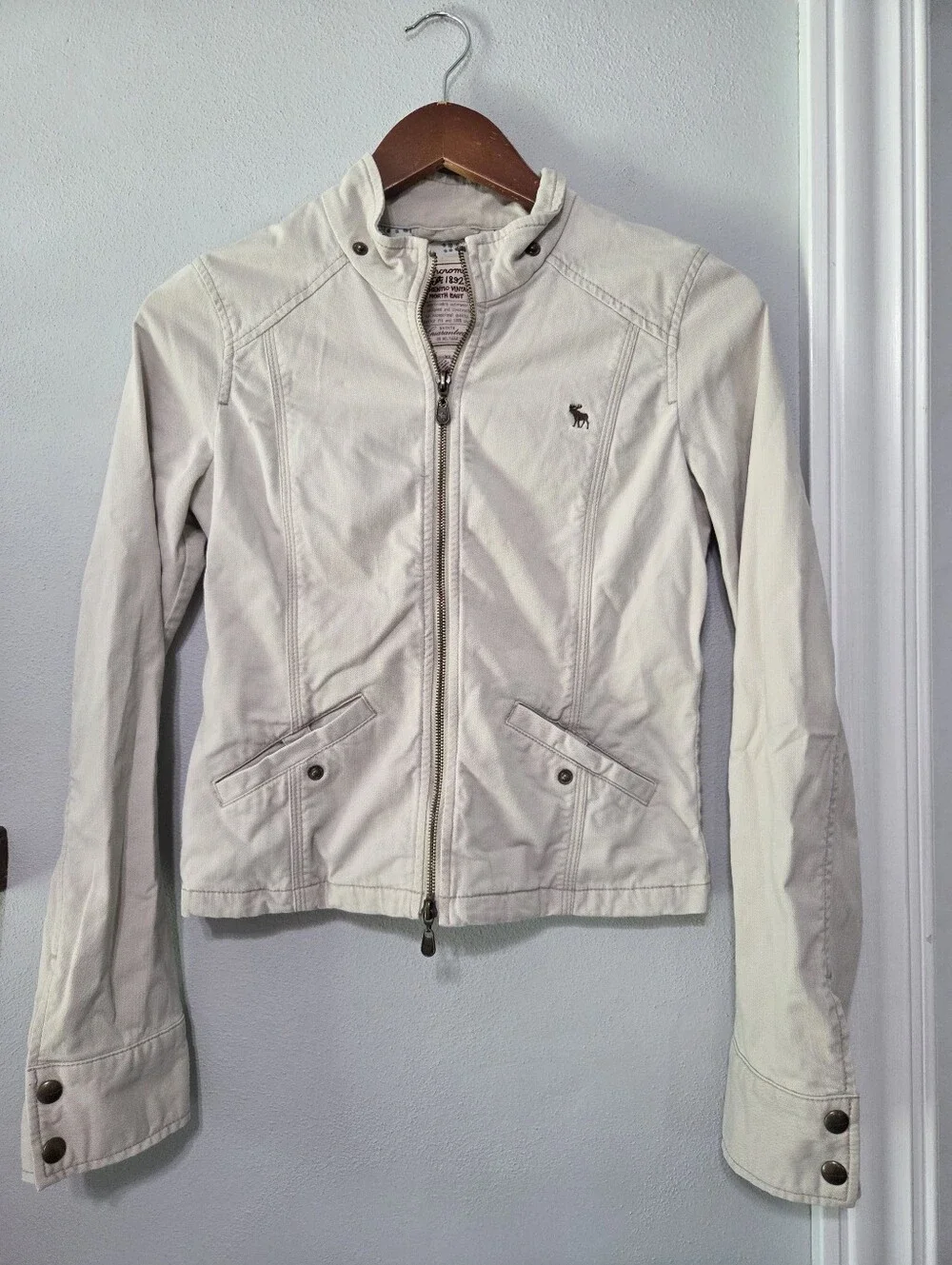 abercrombie Lightweight Zip-Front Utility Jacket Cream/Tan Girl's Size X-Large